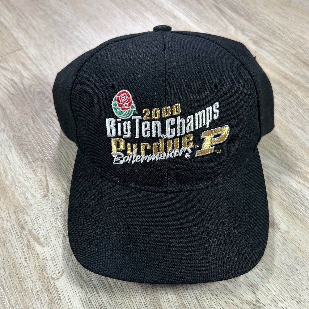 VTG 2000 Purdue Boilermakers Snapback Hat Headmaster Big Ten Black Wool Cap‎